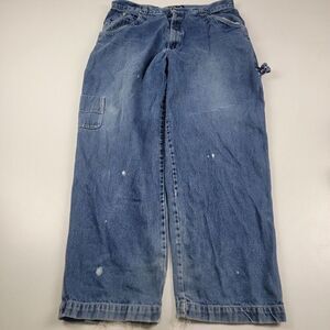 Karl Kani Jeans Men 38 X 32 Baggy Distressed Denim Wide Leg‎ Carpenter Y2K Vtg